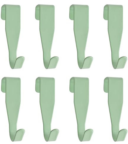 Cleminsta Ganchos Para Puertas 8 Piezas Ganchos Para Puertas Para Colgar, Perchero De Puerta, Colgador Puerta Baño, Ganchos Para Colgar De Acero Al Carbono, Para Puertas, Cocina, Armario (Verde)
