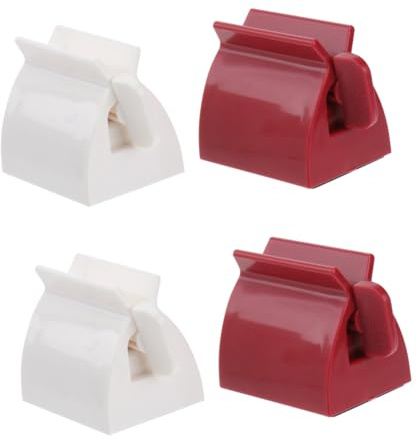 IWOWHERO 4stücke Zahncreme Tube Quetscher Roter Und Weißer Zahnpasta Spender Praktischer Badezimmer Organizer Für Gleichmäßiges Dosieren Hochwertiger Leicht Zu Bedienen