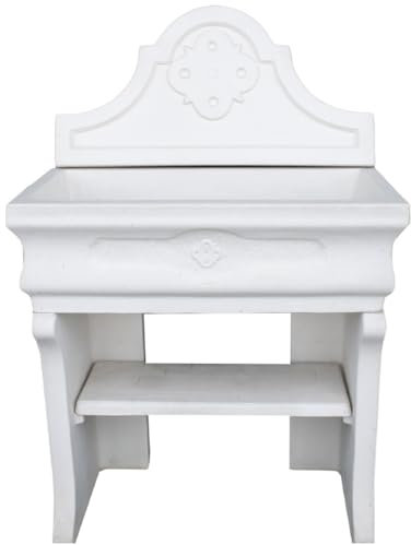 FORTUNATO Pilozza Lavabo Bianca Serie Romantica Calcestruzzo Cemento Completa Piedi Frontalino Ripiano 90 x 50 x h.28 cm