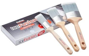 ProDec Advance 3 piece Ice Fusion Angle Oval Trade Synthetic Paint Brush for Painting with Emulsion, Gloss, Satin Paints Ideal for Skirting Board, Architrave & Other Moulded Surfaces