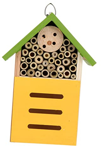 Milisten 1stück Holz Insektenhaus Für Garten Grünes Bienenhaus Nisthilfe Für Wildbienen Und Schmetterlinge Dekoratives Insektenhotel Mit Aufhängung