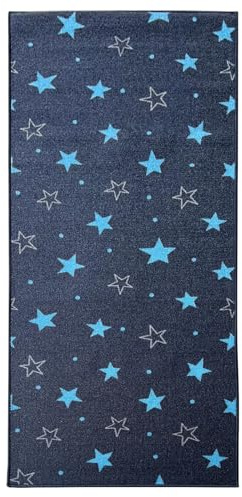 casa pura Teppichläufer mit Muster - maßgefertigter Teppich Läufer für Küche, Flur & Wohnraum - Navy Stars (80 x 150 cm)