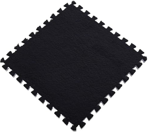 30 x 30 x 1 cm PlüSch-Puzzle-Schaumstoff-FußMatten Mit Rand, Ineinandergreifende Schaumstoff-Teppichfliesen, Rutschfester Teppich für den Raumboden,Schwarz,6pcs