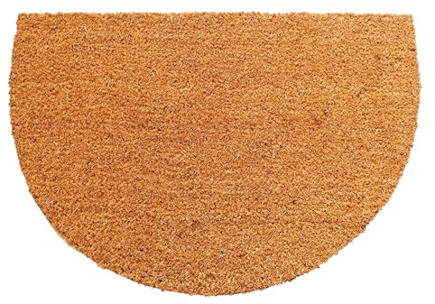 EHC Natural Coir Entrance Mat Outdoor & Indoor Mat, Heavy Duty Doormats Dirt trapper door mats for Front Door, Patio or Entrance, Half Moon, 60 x 100cm