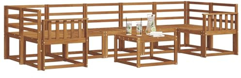 vidaXL Outdoor-Sofagarnitur 8 pcs Natur Massivholz Akazie, Akazienholz Outdoormöbel, modernes Gartensatz, modulare Sitze, Flexible Lounge für die Terrasse