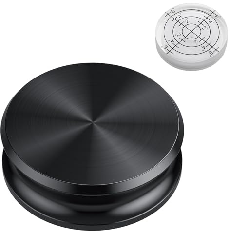 ALLmeter Stabilizzatore LP in Alluminio 311g con Foro 7,5mm e Altezza 25mm | Peso per Giradischi Vinile con Livella a Bolla, Antivibrazione, Base Feltro Antigraffio, Stabilizzatore per Piatto in Vinile