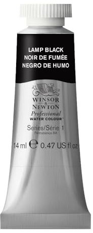 Winsor & Newton 0105337 Professional Aquarellfarbe, lebendige Wasserfarben in Künstlerqualität, hohe Farbbrillanz & Leuchtkraft, lichtecht, Archivqualität, 14ml Tube - Lampenschwarz