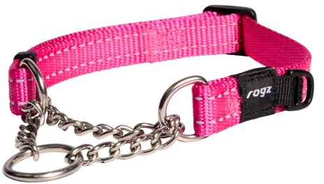 Reflective Nylon Choke Collar; Slip Show Obedience Training Gentle Choker for Medium Dogs, Pink