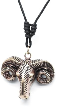 Drachensilber Widderkopf Kette massiv Schmuck Widder Anhänger Bronze inkl. Variables Band Kette Widder Halskette Astrologie Sternzeichen