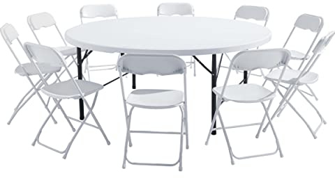 Rekkem Runder Tisch und Klappstühle für 8 Personen