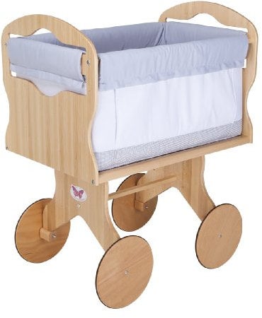 Allerhand N072 Stubenwagen, multifunktionaler, 824 x 572 x 1075 mm, 15.10 kg, Material Buche und Sperrholz, natur lackiert inklusive 5 teilige Bettwäsche