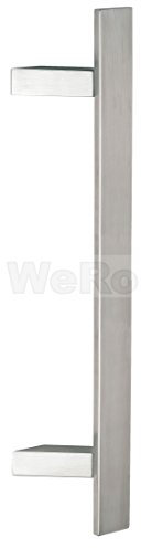 Haustür Stoßgriff Edelstahl flach gerade mit schrägen Stützen Maß L:400- Maß B:200mm