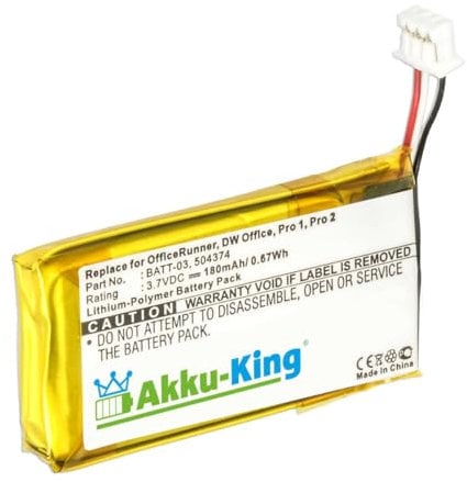 Akku-King Akku kompatibel mit Sennheiser 504374, BATT-03 - Li-Polymer 180mAh - für Sennheiser D10, DW Office, Pro 1, Pro 2, Pro 30, MB Pro 1, MB Pro 2, OfficeRunner