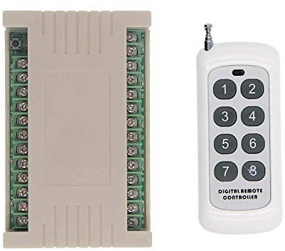 Funkfernsteuerung 8-Kanal-Relais-Funkfernbedienung 230V AC Funkempfänger Tor Garage Ein/Aus Funksteuerung/Funkempfänger 10A 433 MHz Glühlampen-Funk-Schalter-System (2 Handsender)