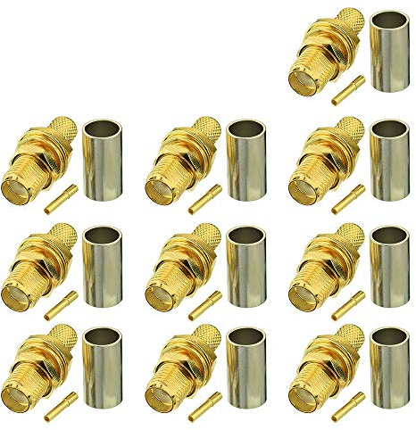 Eightwood SMA Jack Buchse Schott Gerade Panel Crimp für RG58 LMR195 Kabel Drahtlose Wlan 4G Wifi Antennenverlängerungskabel Wifi Kamera 10 stücke MEHRWEG