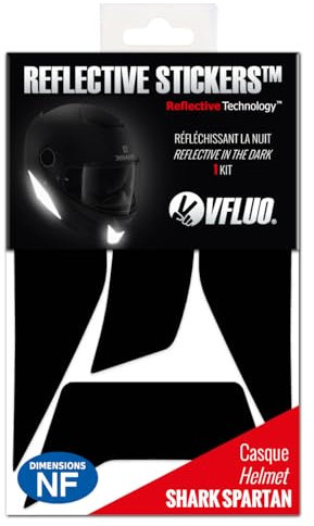 VFLUO N100-5™, Kit 5 adesivi retroriflettenti NOLAN N100-5™ e compatibile con tutti i caschi moto, 3M Technology™, Nero