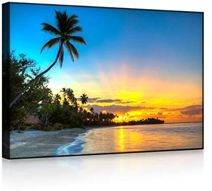 lightbox multicolor | Bilder mit LED Hintergrundbeleuchtung | Palmen am Strand | 60x40 cm | Front Lighted