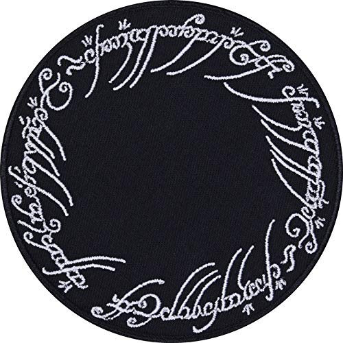 Elben Aufnäher Ein Ring sie zu knechten Aufbügler Elbisch Fanartikel Elben | Fantasy Patch zum annähen/aufbügeln | Saurons Ring Applikation für alle Stoffe | 90x90mm