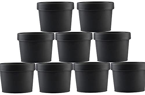 Imirootree 9pcs Empty Black Leakproof Cosmetic Pot Jars Container Wide-Mouth Plastic Cosmetic Container Inner Liners and Lids Round, Beauty Cosmetic Products (100ml)