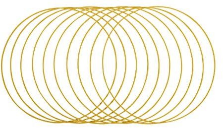 Rayher Metallringe, 10 Stück (1er Pack), 30 cm ø, gold beschichtet, Stärke ca. 3 mm, Drahtringe zum Basteln, für Wickeltechnik, Traumfänger, Floristik, Hochzeitskranz, Hoops, 25218616