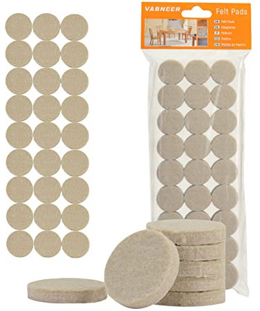 VABNEER 108 Stück Filzgleiter, 25 mm, beige, selbstklebend, Bodenschutz, Filzgleiter, 5 mm dick, Möbelgleiter für Möbelfüße (rund, 25 mm)