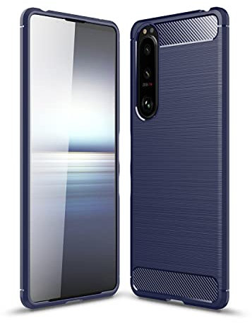 Cruzerlite Case für Sony Xperia 5 iii hülle, Carbon Fiber Texture Design Cover Anti-Scratch Shock Absorption Case Schutzhülle für Sony Xperia 5 iii (2021) (Blue)