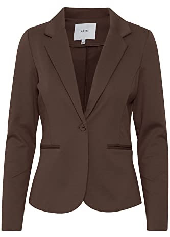 ICHI IHKATE BL Damen Blazer Kurzblazer Jacke Ein-Knopf-Blazer mit Stretch und Reverskragen, Größe:XL, Farbe:Bracken (191015)