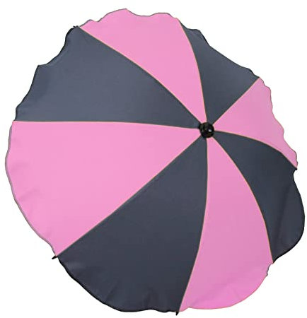 BAMBINIWELT Sonnenschirm Sonnenschutz für Kinderwagen Buggy Jogger universal UV50+ HALB (rosa-grau)