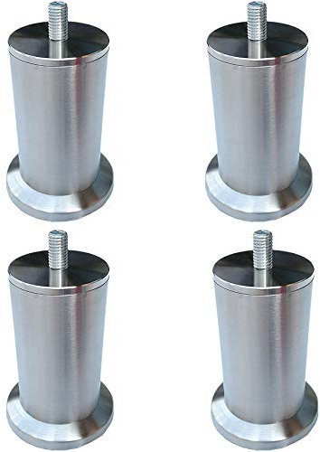 ZAKSEM Lot de 4 Pieds de Meubles, Pieds de Table en métal, Pieds de Meubles Ronds, Filetage M8, Acier Inoxydable brossé, pour Tables Basses, canapé, canapé, Banc TV et Tables de Chevet, a