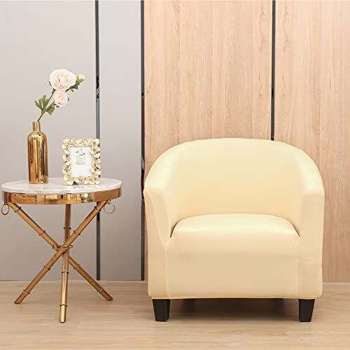 LEONEBEBE Club Stuhl Slipcover, Stretch Tub Stuhlabdeckung mit elastischer Unterseite Universal Stoff Sessel Slipcover 1-teilige Couch Abdeckung für Bar Counter Wohnzimmer (Beige)
