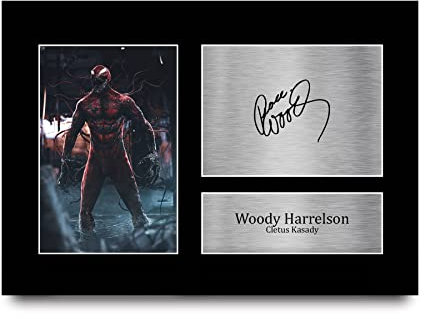 HWC Trading A4 Woody Harrelson Venom Cletus Kasady/Carnage Geschenke Geducktes Signiertes Autogramm Foto für Fans von Film Memorabilien - A4