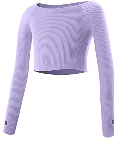 SEAUR Ballettjacke Mädchen Langarm Wickeljacke Tanz Ballett Gymnastik Yoga Strickjacke Tanzpullover Top Bolero - B Lila - S