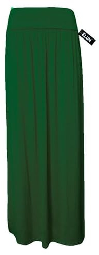 Crazy Fashion Ladies Full Length Long Skirts for Women Plus Size High Waist Fold Over Womens Pleated High Waisted Elasticated Plain Gypsy Casual Stretchy Maxi Skirt UK 8-26