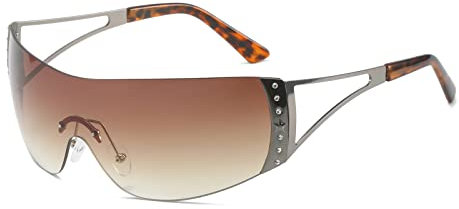 ADEWU Sportbrille Sonnenbrille Y2K Brille Unisex Schnelle Brille Punk Fahrerbrille Sunglasses UV400-Schutz Herren Damen