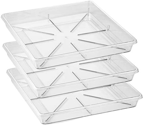 ECOMACETAS FLOWERPOT STORE Plato Maceta Cuadrado de Plástico Transparente. Plato Transparente de plástico para Macetas. (3, 27cm)