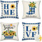 Ohok Wasserdicht Kissenbezug 45x45 cm, 4er Set Dekorativ Outdoor Kissenhülle Deko Sofakissen Couchkissen Zierkissenbezüge für Sofa Wohnzimmer Balkon Garten Auto (Plaid Sonnenblume)