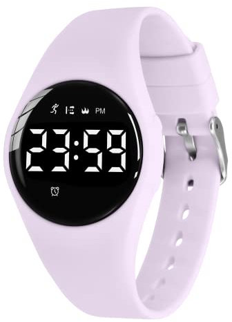 BEN NEVIS Kinderuhr, Digitale Sportarmbanduhr mit Wecker, Kalorien, Schrittzähler, SOS, Geburtstagsgeschenk für Jungen und Mädchen von 6-15 Jahren, 40-Hellviolett, Armband