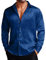COOFANDY Men's Silk Satin Dress Shirts Long Sleeve Jacquard Floral Button Up Formal Shirts Party Prom Wedding Shirt Blue XL