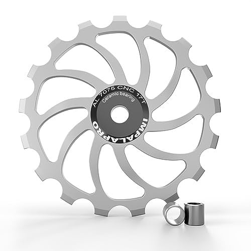 IMPALAPRO Fahrrad Schaltröllchen 15T/17T AL7075 CNCmit Keramiklagern - Fahrrad Schaltwerk Riemenscheibe - Fahrrad Schaltwerk - Schaltrollen (17T Silber)