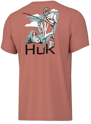 HUK Youth Short Sleeve Performance Tee, Kids Fishing T-Shirt, Fletch N' Bones - Sunburn, Medium