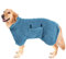 PETTOM Hundebademantel Mikrofaser Schnelltrockend, Bademantel Hund Baumwolle Super Saugfähig, Bademantel für Große Mittelgroße und Kleine Hunde (L, Blau)