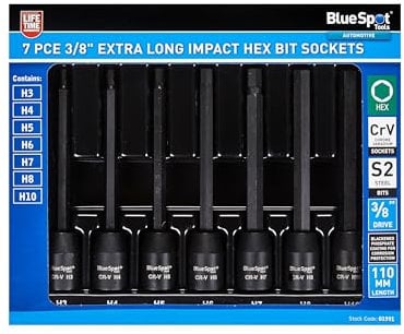 Blue Spot Tools Lot de 7 douilles hexagonales extra longues 0,95 cm (H3-H10)