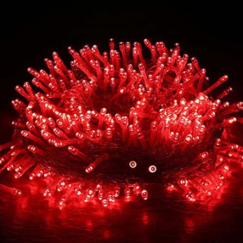 Catena Luminosa Esterno LED, Catena Luminosa di Filo di Rame, IP65 Impermeabile Luci Stringa, 8 Modalità, Luci Natale Decorative per Giardino Natalizie Albero(Rosso, 50m 500LED)