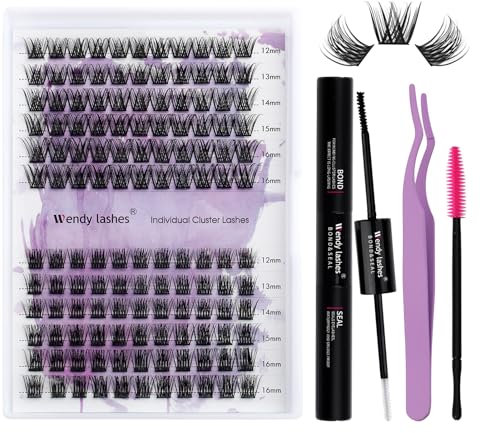 DIY Lash Extensions Set Cluster Lashes DIY Wimperverlängerung zu Hause Lash Bond and Seal DIY Wimpern Extensions Bond and Seal DIY Wimpern Cluster(K001+K002-D Curl)