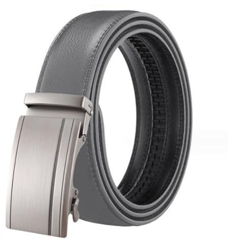 Yorggvel Herren Automatik Gürtel Echt Leder,Männer Business Ledergürtel Kürzbar,Ratsche Legierung Schnalle,Breite 3.5CM,Mehrfarbig (grau, Länge 125cm)