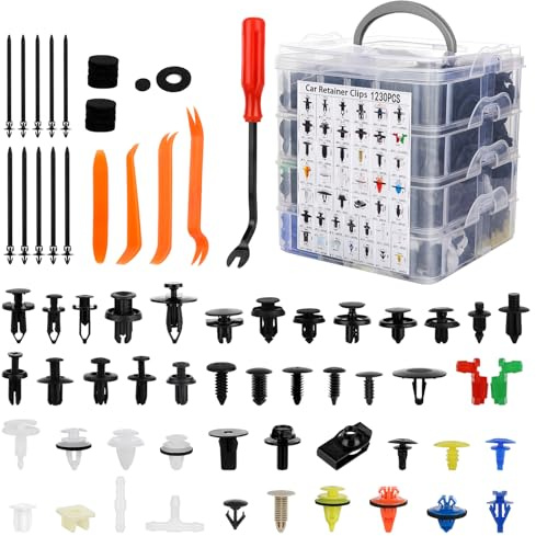 1365Pcs Car Push Retainer Clips Body Clips Plastic Fasteners Kit Fender Rivet Clips 44 Most Popular Sizes Nylon Auto Push Pin Rivets Set for Toyota GM Ford Honda Acura Chrysler,red
