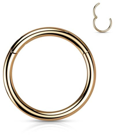 Stachelkleid Titan Clicker Ring Piercing Segmentring Gold Helix, Tragus, Ohr, Nasenring Septum 6, 8, 10mm Roségold, 0,8 mm, 7 mm
