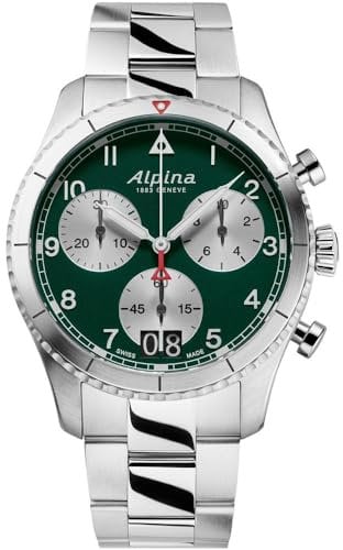 Alpina Herren Analog Quarz Uhr mit Edelstahl Armband mid-39674
