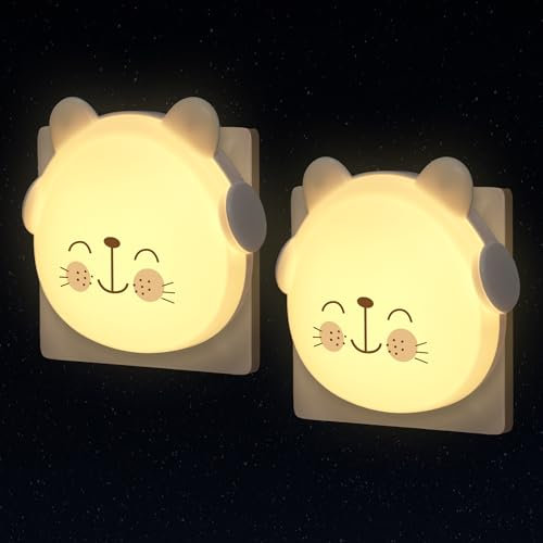 Annmore Steckdosenlicht Kinderzimmer Automatisch Schlaflicht für Stecker LED Stilllicht Baby Einchlafhilfe Katze Geschenke zur Geburt Mädchen