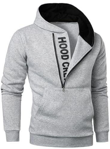 HOOD CREW Men’s Casual Long Sleeve Drawstring Sweatshirt Zipped Hoodie